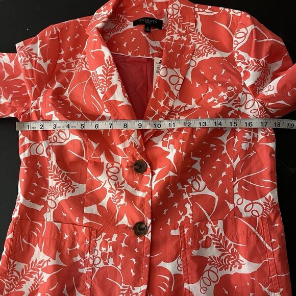 NWT Talbots CASUAL COTTON BLAZER - TROPICAL PINEAPPLE Orange White 6 - Picture 5 of 6